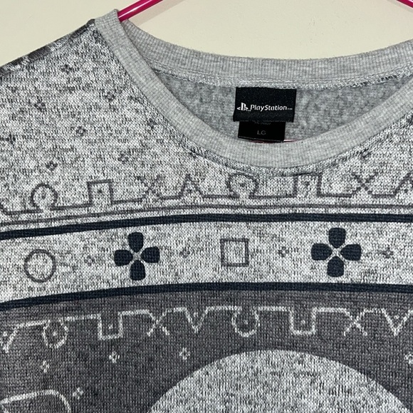 PlayStation size large mens sweater controllers pullover longsleeve grey games - Picture 4 of 11